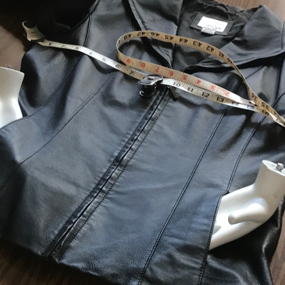 Jacket leather black Medium zip - Picture 7 of 7